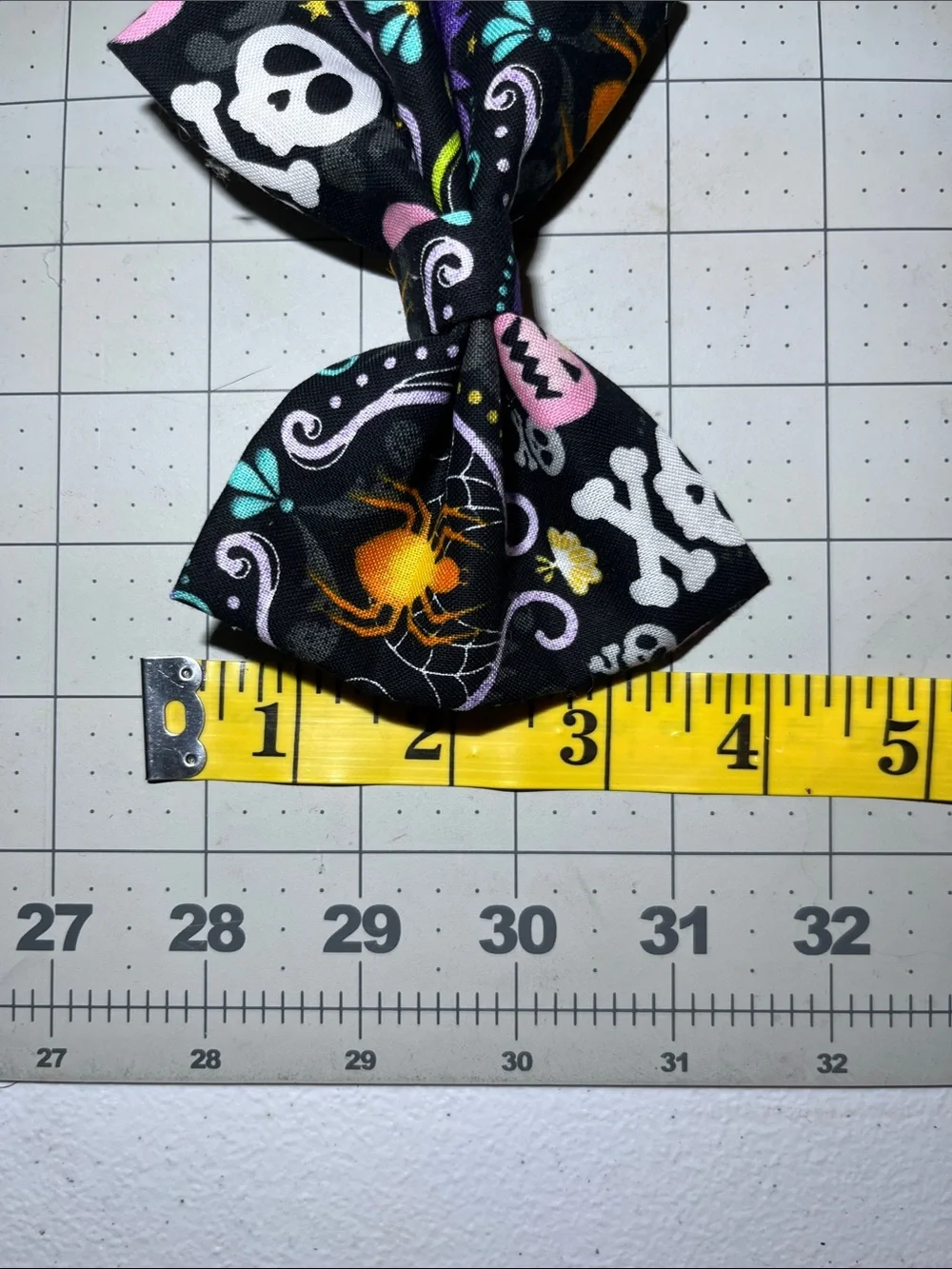 Kids Halloween Skull & Spider Bow Hair Clip - Black
